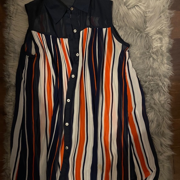 Multicoloured sleeveless chiffon dress - Picture 1 of 3